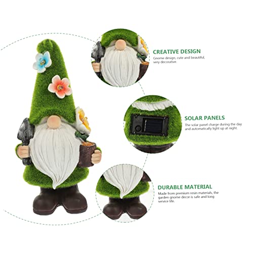 Happyyami Christmas Garden Gnome Lamp Resin Gnome Figurine Outdoor Solar Light Decor for Garden and Patio Festive Holiday Ornament for Family and Friends
