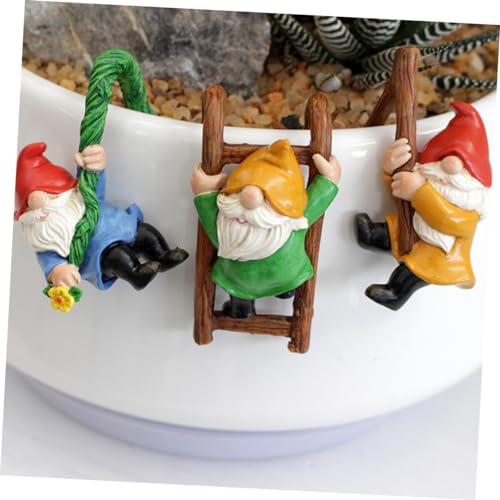 Toyvian 2sets 3pcs Dwarf Statues for Garden Decor Unique Gnome Hanging Ornaments Intricate Tree Pendants for Outdoor Spaces Lively Courtyard Decoration 3pcs*2