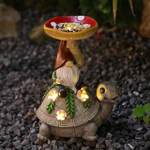 Garden Turtle Sculpture, Outdoor Lawn Ornament, Solar Turtle Decor, Solar Resin Figurine, Decorative Garden Light, Solar Turtle Feeder, Solar Powered Gnome, Outdoor Yard Decor, Turtle Statue Feeder, S