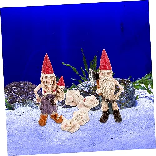 COSMEVIVI 1set Garden Gnome Skeleton Statue Resin Halloween Decoration for Outdoor and Indoor Use for Spooky Garden Micro-landscapes Gnome Figurine Lifelike Design Great for Halloween