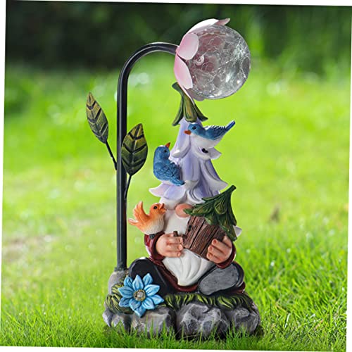 Toyvian Garden Gnome Figurine Solar Powered Resin Night Light Decorative Gnome Statue for Outdoor Lawn Garden and Desktop Decor Charming Glowing