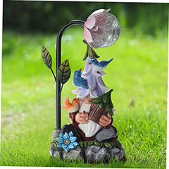 Toyvian Garden Gnome Figurine Solar Powered Resin Night Light Decorative Gnome Statue for Outdoor Lawn Garden and Desktop Decor Charming Glowing