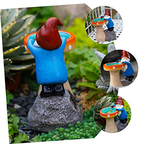 Toyvian Cartoon Solar Garden Gnome Figurine Funny Resin Craft Ornament with LED Light Outdoor Decorative Statue for Lawn and Patio Unique Solar Powered Garden Decor
