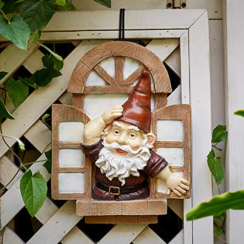 Garden Gnomes Elf Open Window Tree Hugger, Knothole Welcome Gnomes Garden Tree Sculptures, Tree Face Garden Gift, Open The Window Garden Peeker Yard Art for Tree Resin, 12 inch