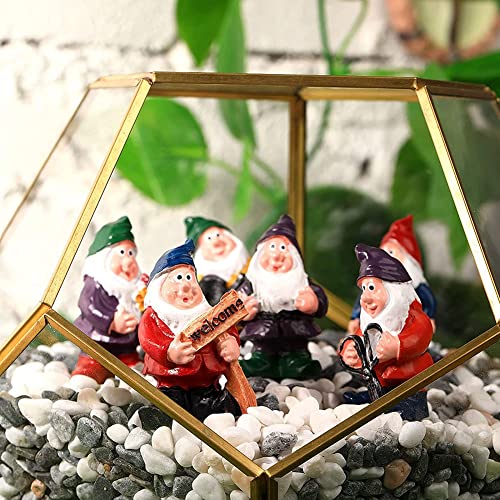Rwedkd 7 Pieces Gnome Fairy Resin Statues Mini Garden Statues Decoration Tale Statue for Holiday Decoration