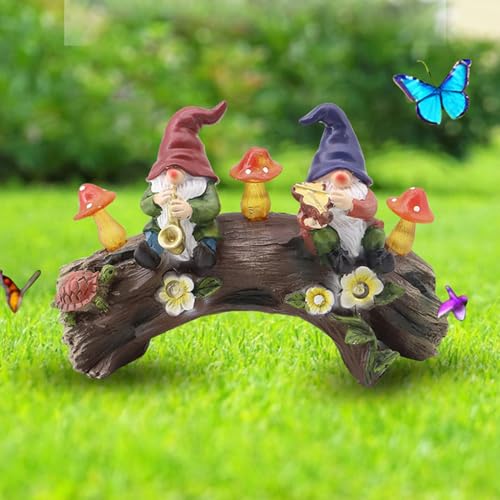 Gnome Garden Statue, Resin Garden Gnomes, Mushroom Solar Light, Miniature Figurines for Yard, Patio Lawn Decorations, Outdoor Gnome Statues, Solar-Powered Garden Decor, Cute Yard Ornaments, Lawn Art
