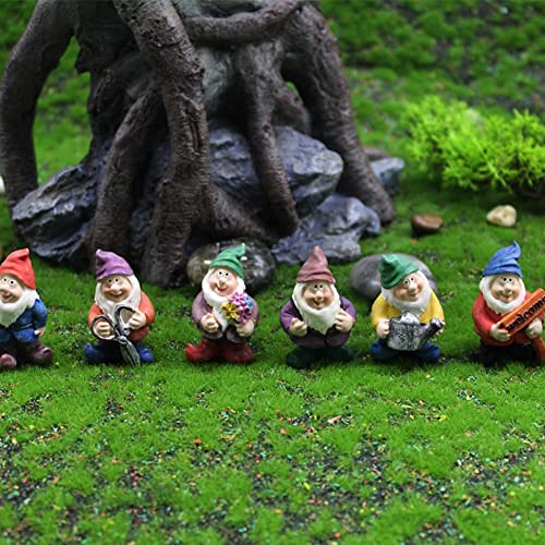 Rwedkd 7 Pieces Gnome Fairy Resin Statues Mini Garden Statues Decoration Tale Statue for Holiday Decoration