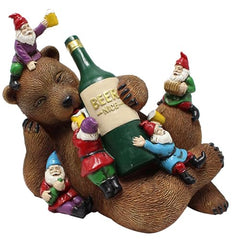 Garden Ornaments, Funny Garden Gnomes Drunk Bear Funny Gnome Statues Dwarf Figurine Resin Garden Statue Home Decoration for Lawn Ornaments