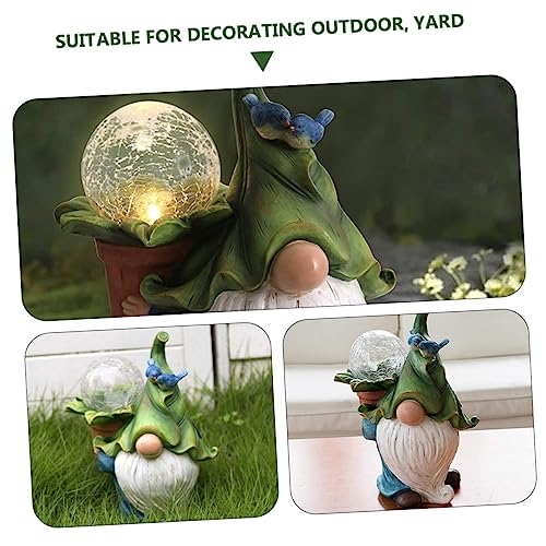 Toyvian 1PC Solar Energy Resin Old Man Decorative Lamp Unique Garden Decor Soft Lighting for Home Party present for Festivals and Holidays