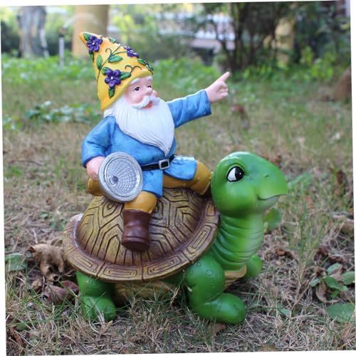 Happyyami Cartoon Solar Gnome Lamp Ornament Solar-Powered Resin Garden Decor for Outdoor Use and Weather-Resistant Unique Decoration for Home and Lawn