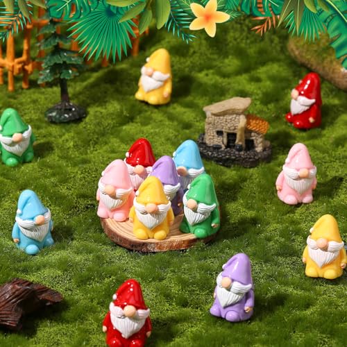 GGSTDDUP 60 Pcs Mini Gnomes, Mini Resin Gnomes Statues, Tiny Figures Miniature Gnome Figurines, Cute Garden Dwarf Fairy Gifts Statues Decor for Landscapes Outdoor Patio Yards Lawn