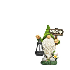 Garden Gnome with Solar Light, Resin Funny Gnomes Sculptures Outdoor Yard Lawn Decor Lantern Solar Gnomes Garden Ornaments for Lawn Garden Decorations