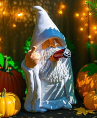 Middle Finger Decor Statue, 5.9in Naughty Smoking Wizard Dwarf- Funny Garden Gnomes Outdoor Decorations for Lawn Patio Yard Home Decor Easter Halloween