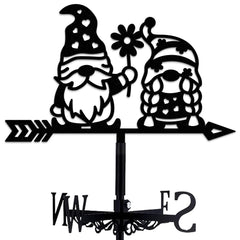 beinkmake Gnomes in Love Weathervane Metal Wind Vane Cute Flower Garden Decoration Direction Indicator Stake Mount Ornament for Farmhouse Yard Roof Outdoor