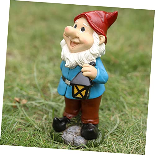 Happyyami Garden Gnomes Statue Resin Dwarf Ornament Resin Decoration for Fairy Garden Home Office Desktop Decor