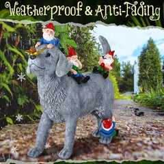 Chunful Dog and Gnome Garden Statues for Outside Decor with Butterfly Funny Yard Decorations Home Outdoor Patio Lawn Ornaments Housewarming Gifts for Women Mom Grandma, 10.63 x 10.63 x 2.76 Inches