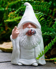 Middle Finger Decor Statue, 5.9in Naughty Smoking Wizard Dwarf- Funny Garden Gnomes Outdoor Decorations for Lawn Patio Yard Home Decor Easter Halloween