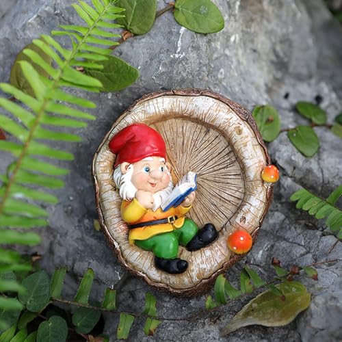 YIZITU Reading Gnomes Tree Faces Decors Outdoor Yard Statues Hanging For Garden Resin And Flower Pots Landscape Owl Hanging Ornaments