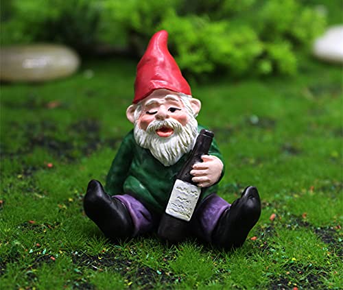 LIJUCAI 1pcs Mini Drunk Gnome Dwarfs Funny Resin Statue Cute DIY Bonsai Decoration For Desk Outdoor Garden Sculpture Decor Dropshipping,C