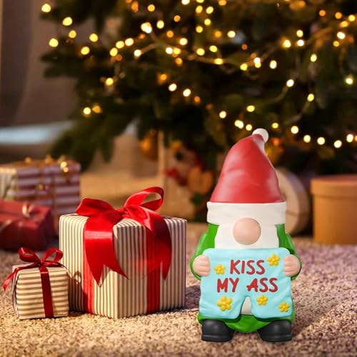 Resin Statue Gnomes - Naughty Christmas Dwarf | Cute Garden Decor, Gnomes Garden Decor, Halloween Garden Gnomes, 3.5Inch For Indoor Outdoors
