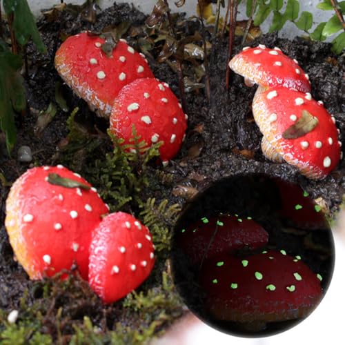 Mellshy Luminous Mushroom Garden Decorations Resin Mushroom Tree Hugger Glow in The Dark Mushroom Yard Decor for Outdoor Fairy Garden Micro Landscape Flower Pot Tree Decor