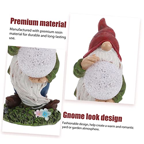 Toyvian 1Pc Garden Solar Light Gnome Statue Ornament Charming Outdoor Decor for Lawn Patio Landscape Durable Resin Design with Solar Function for Warm Ambiance