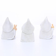 Garden Gnome Dwarf Statue Ornament - White Robe Smoking Dwarf Craft. Whitebeard Gnome Resin Outdoor Decoration, Smoking Wizard Gnome Statue