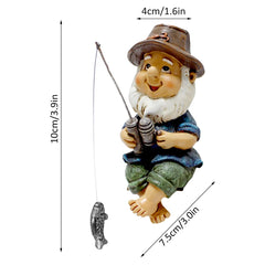 Caffney Fishing Gnome Garden Gnome Statue Naughty Gnome Garden Figurine Dwarf Sculpture Resin Ornament for Lawn Yard Balcony Porch Patio Home Indoor Outdoor Decorations