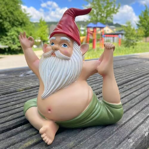 synxzen Funny Yoga Garden Gnome - 17 cm Garden Gnome Decoration, Meditation Gnome Figure for Indoor and Outdoor Use, Unique Gift for Women, Men, Garden Lovers & Yoga Enthusiasts
