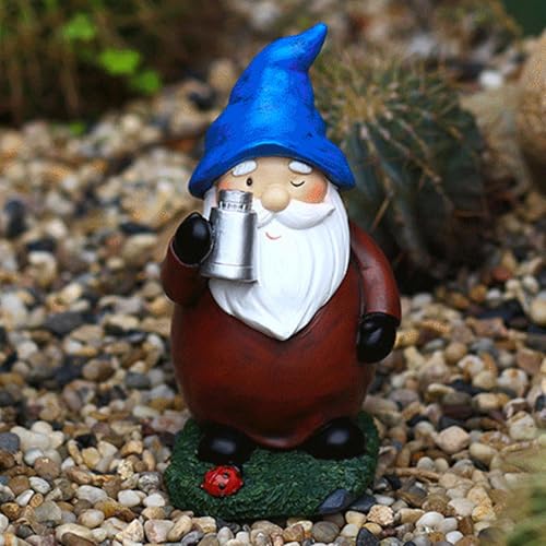 Solar Garden Gnome Statue, Weather-Resistant Lawn Gnome with LED Light, Whimsical Outdoor Decoration for Patio, Yard, Holiday Displays, Tabletop Centerpiece, 12.5x10x19cm