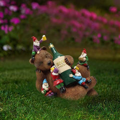 Garden Ornaments, Funny Garden Gnomes Drunk Bear Funny Gnome Statues Dwarf Figurine Resin Garden Statue Home Decoration for Lawn Ornaments