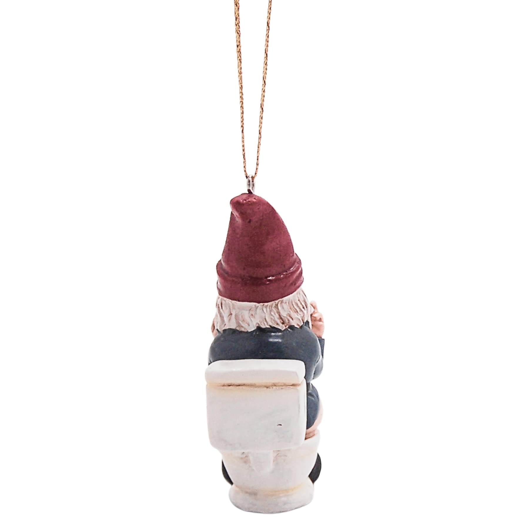 Naughty Gnome on a Toilet Christmas Ornament, Holiday Decoration, Funny White Elephant Gift, Unique Festive Gnome Decor, 3.25 Inches