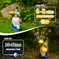 Solar Statues - Outdoor Figurine LED Lights Solar Statue | Whimsical Resin Night Lamp Decorative Gnome for Christmas Birthday Housewarming Celebration Ornament