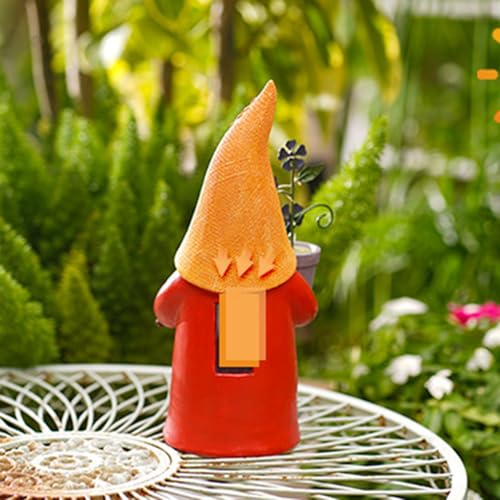 Solar Gnome, Creative Garden Gnome Dwarf Holding Flower Pot, Decorative Solar Light Sculpture, Faceless Outdoor Doll for Patio, Lawn, Yard, and Doorway Decor, 6.06x5.51x12.79 inch