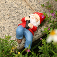 Sengocis 4.72” Gnome Garden Statue Outdoor Decor, Naughty Gnomes Sculpture Resin Dwarf Figurine for Patio Lawn Yard Home Decorations Funny Christmas Garden Gifts(Lie on Back)