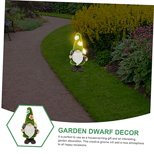 Happyyami Christmas Garden Gnome Lamp Resin Gnome Figurine Outdoor Solar Light Decor for Garden and Patio Festive Holiday Ornament for Family and Friends