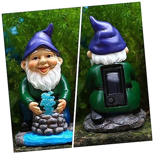 Happyyami Garden Dwarf Solar Light Weatherproof Resin Gnome Statue for Outdoor Decor Garden Ornament Unique