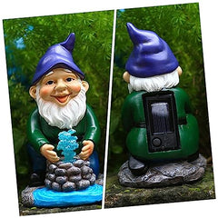 Happyyami Garden Dwarf Solar Light Weatherproof Resin Gnome Statue for Outdoor Decor Garden Ornament Unique
