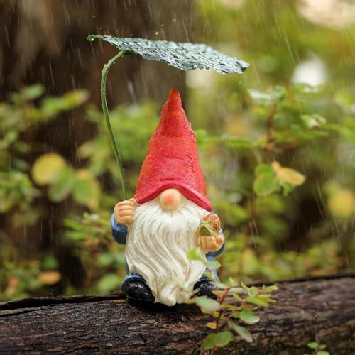 Gnome Garden Decor - Funny Garden Gnomes Outdoor - 6.5inch Resin Figurines Ornaments for Landscaping Pond Front Patio Beach Indoor Outside Porch Christmas Pool Flowerbed