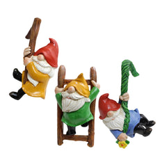 Happyyami 3pcs Garden Gnome Statue Set Outdoor Resin Dwarf Pendants Fairy Garden Decorations Tree Ornaments