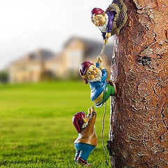 Tixqeaif Naughty Climbing Rope Fairy Garden Gnomes Statue, Resin Garden Gnome Tree Hugger Outdoor Decor Accessories For Lawn Balcony