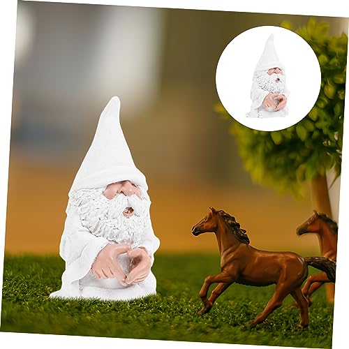 Happyyami Adorable Garden Gnome Statue Small Dwarf Figurine for Outdoor Decoration Hand-painted Resin Craft for Lawn Patio and Decor