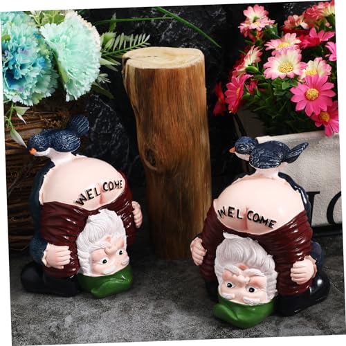 Cabilock 2pcs Funny Garden Gnomes Statues Resin Welcome Decorations for Home Cute Inverted Gnome Figurines for Outdoor Patio Unique Idea