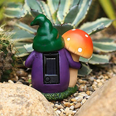 Storage Bag Garden Statue Outdoor Gnomes Holding Mushroom Figurine Built-in Solar Light Sculpture Decor For Patio Yard Art Ornament