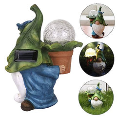 Toyvian 1PC Solar Energy Resin Old Man Decorative Lamp Unique Garden Decor Soft Lighting for Home Party present for Festivals and Holidays