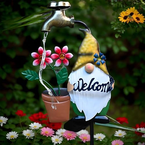 Solar Light Stakes, Gnome Garden Lights, Led Landscape Lighting, Waterproof Solar Garden Decor, Cartoon Gnome Solar Garden Stakes Waterproof Led Landscape Lighting for Festive Outdoor Decoration