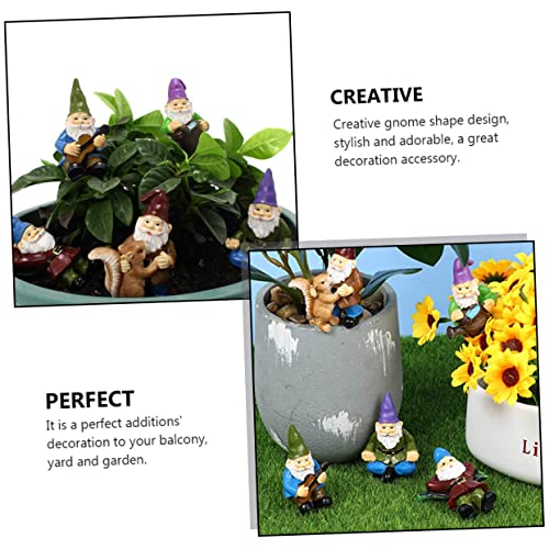Happyyami 6pcs Creative Resin Garden Gnome Ornament Set Grandad Garden Ornaments Gnome Statue Micro Landscape