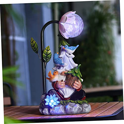 Toyvian Garden Gnome Figurine Solar Powered Resin Night Light Decorative Gnome Statue for Outdoor Lawn Garden and Desktop Decor Charming Glowing