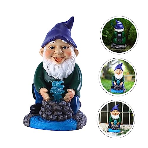 Happyyami Garden Dwarf Solar Light Weatherproof Resin Gnome Statue for Outdoor Decor Garden Ornament Unique