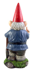 DWK Small Angry Garden Gnome with Shovel Figurine, 9 Inches